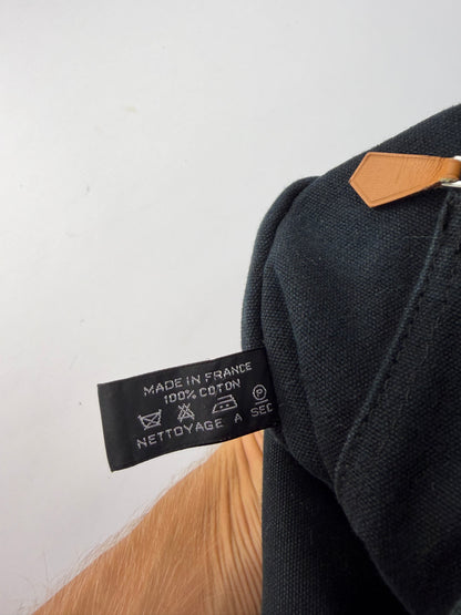 Vintage Hermes Victoria Canvas Tote Black Grey
