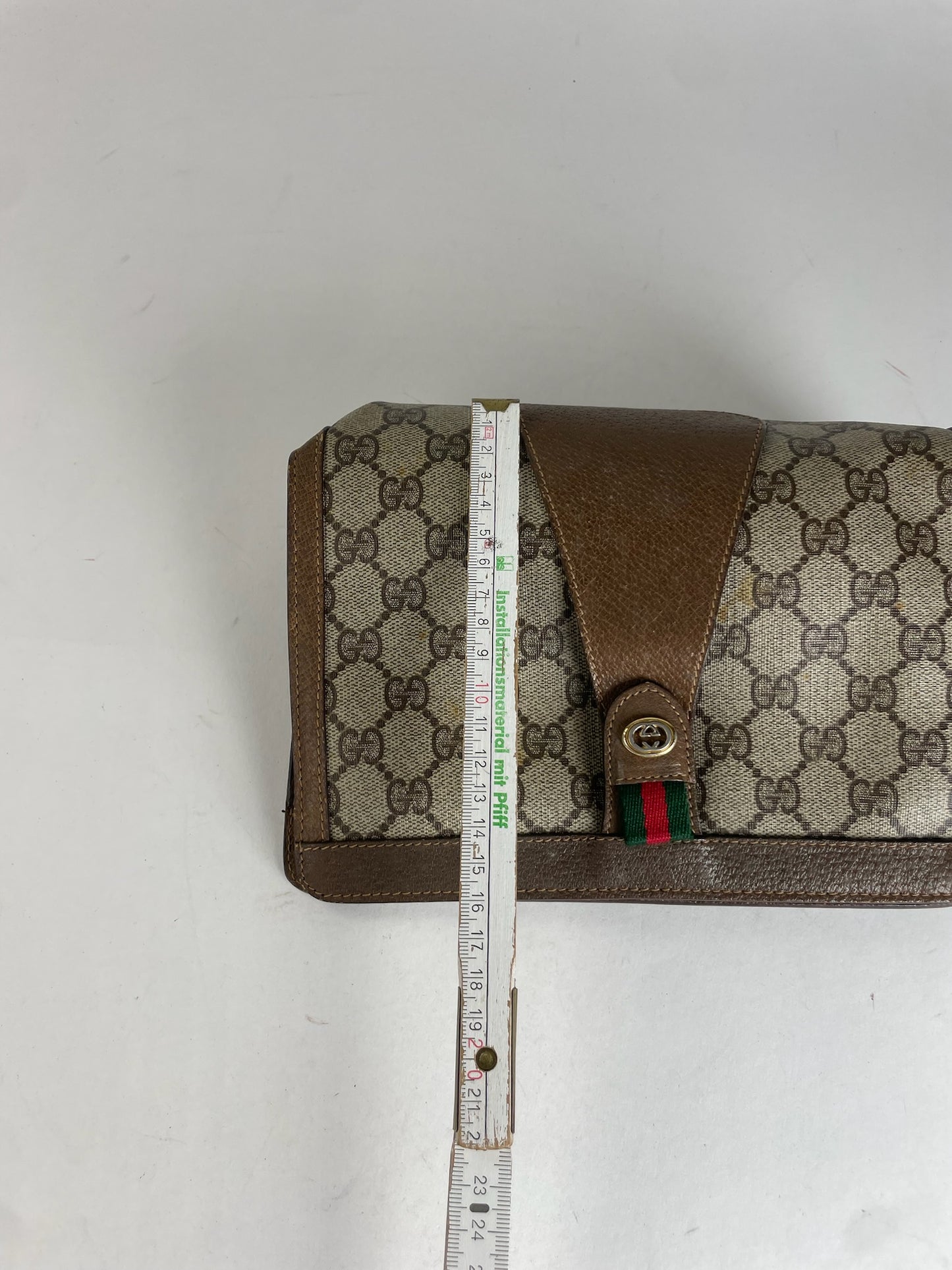 Vintage Gucci Ophidia Leather Clutch Grey Brown