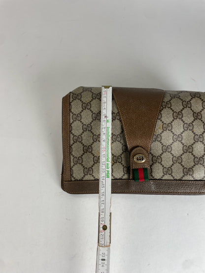Vintage Gucci Ophidia Leather Clutch Grey Brown