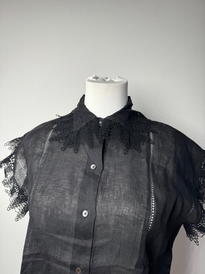 Vintage Gucci Linen Top Black M