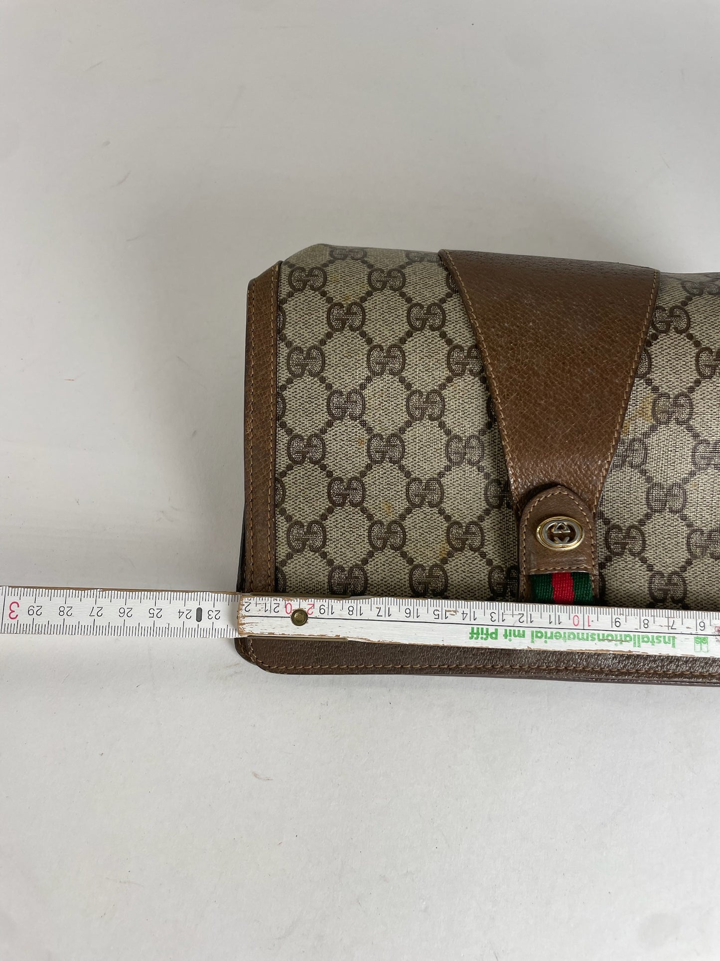 Vintage Gucci Ophidia Leather Clutch Grey Brown