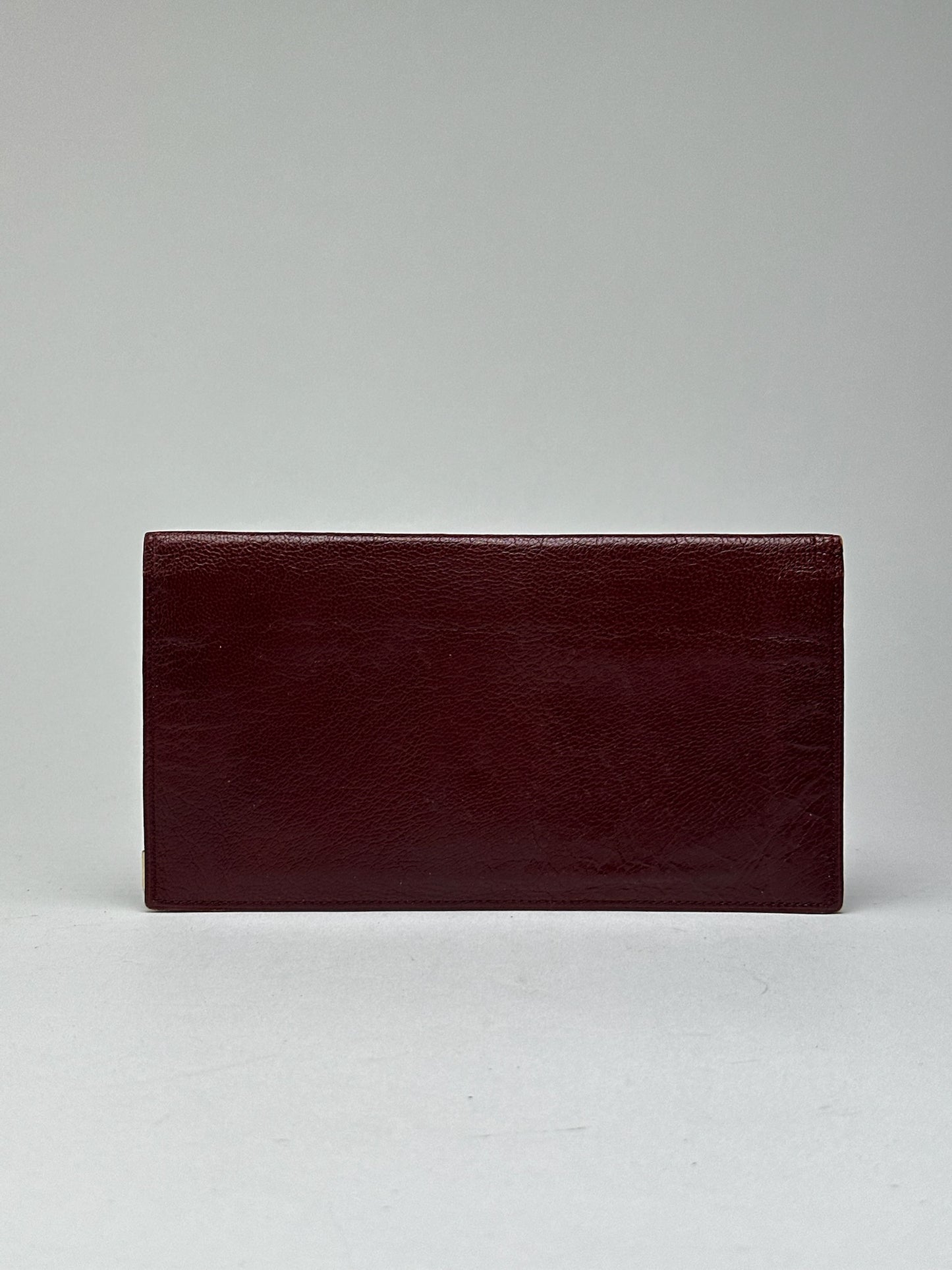 Porte-cartes vintage en cuir Céline Paris, I'd holder bordeaux