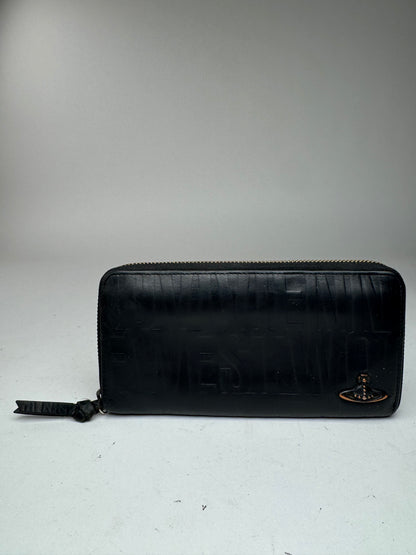 Vintage Vivienne Westwood monogram leather zippy wallet black