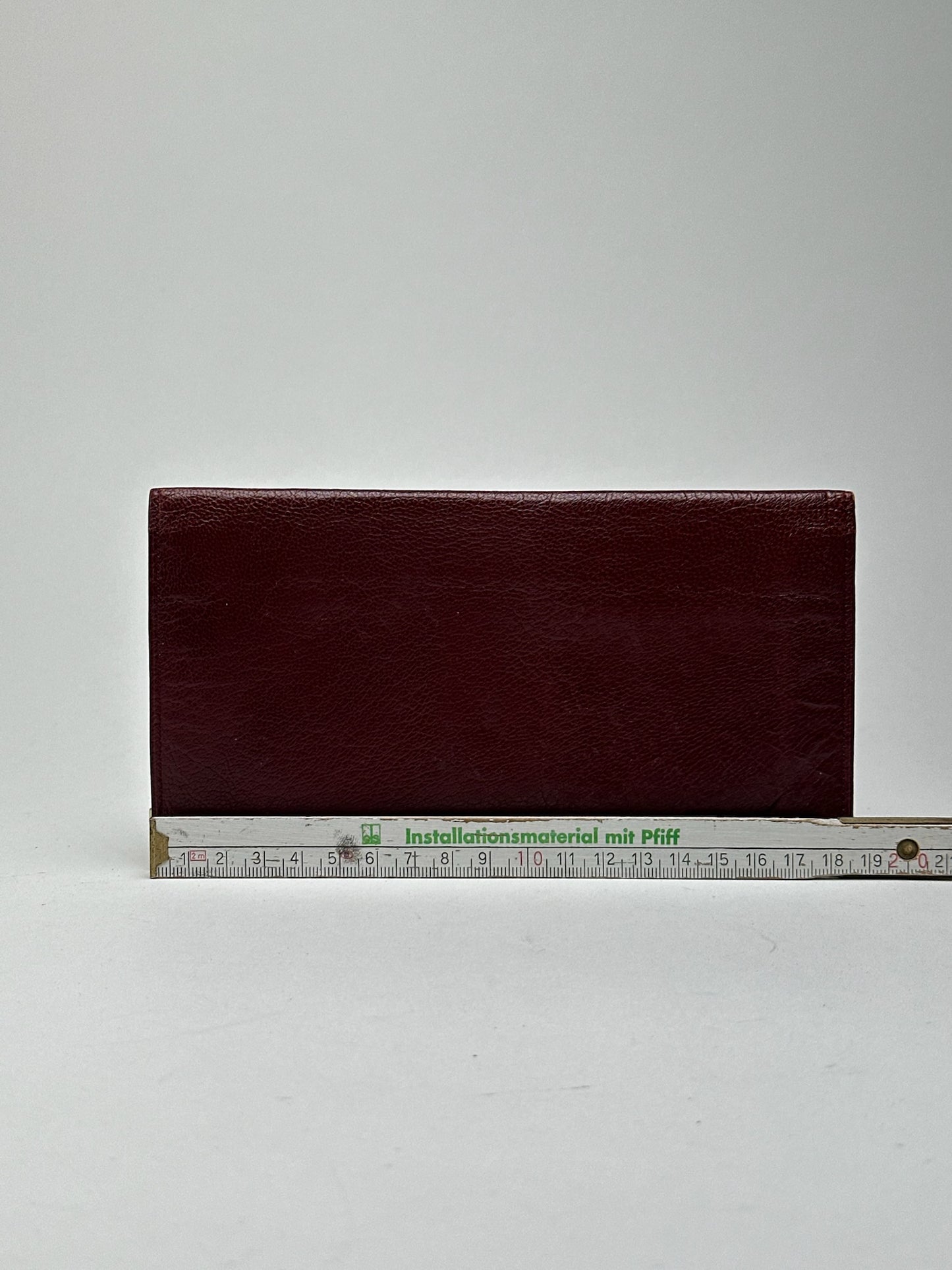 Porte-cartes vintage en cuir Céline Paris, I'd holder bordeaux