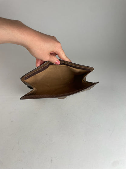 Vintage Gucci Ophidia Leather Clutch Grey Brown