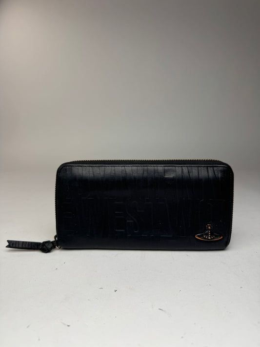 Vintage Vivienne Westwood monogram leather zippy wallet black