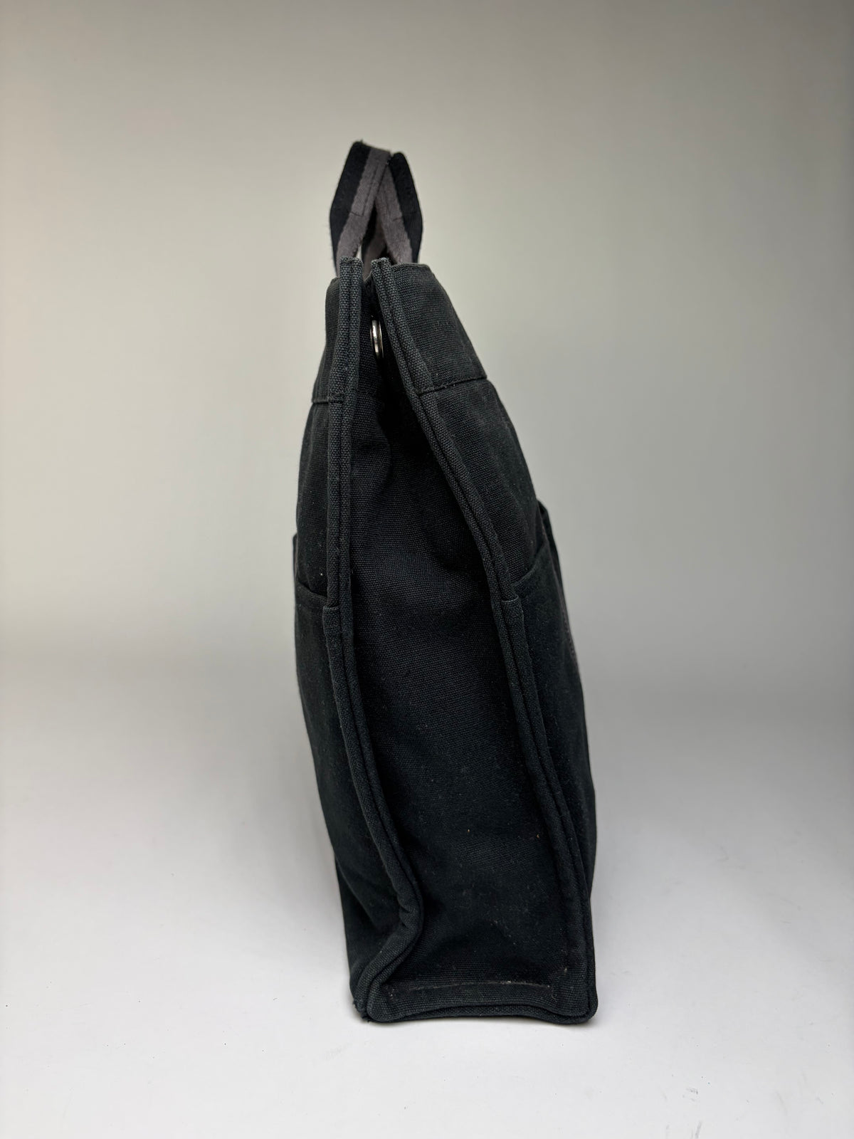 Vintage Hermes Victoria Canvas Tote Black Grey