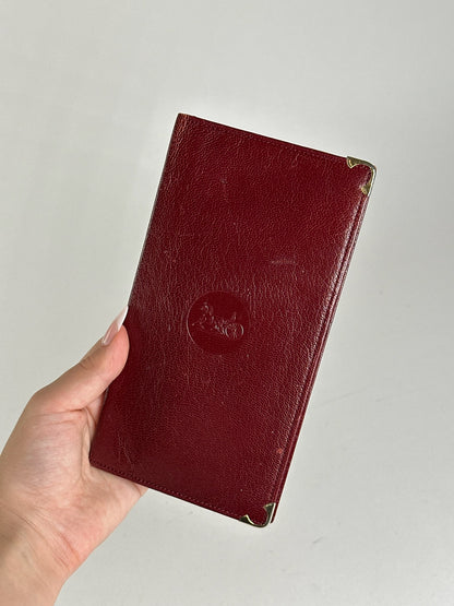 Porte-cartes vintage en cuir Céline Paris, I'd holder bordeaux
