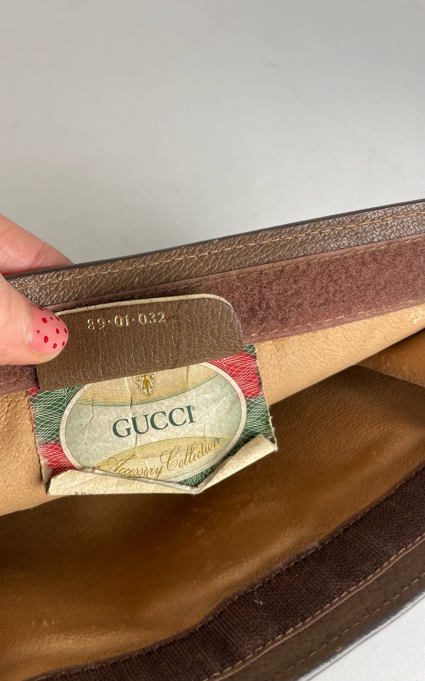 Vintage Gucci Ophidia Leather Clutch Grey Brown