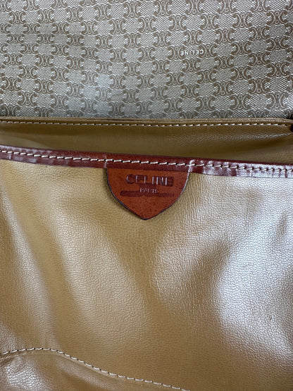 Vintage Celine Monogram Canvas Crossbody Bag Beige Brown Gold