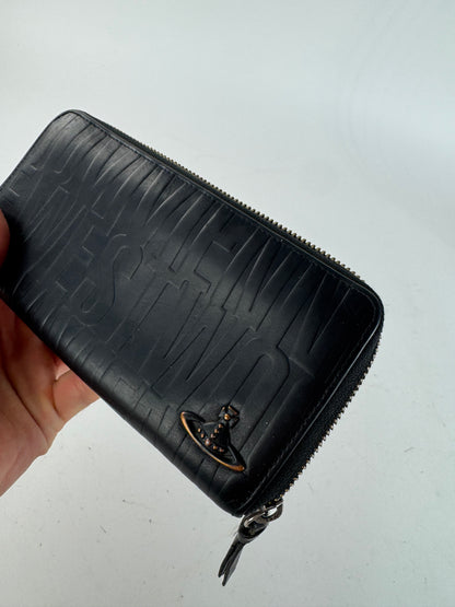 Vintage Vivienne Westwood monogram leather zippy wallet black