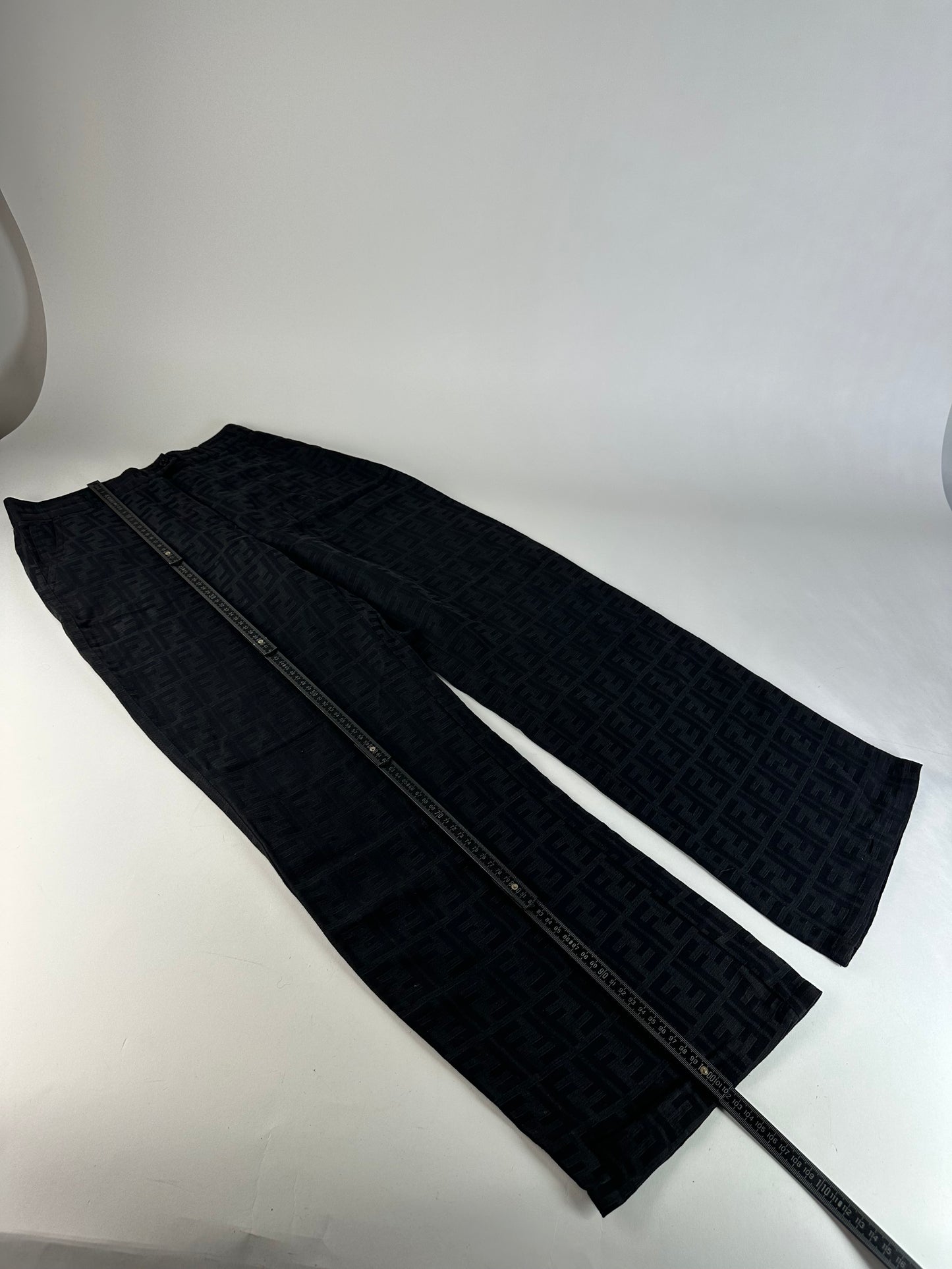 Vintage Fendi FF Monogram Cotton Trousers Black