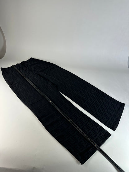 Vintage Fendi FF Monogram Cotton Trousers Black