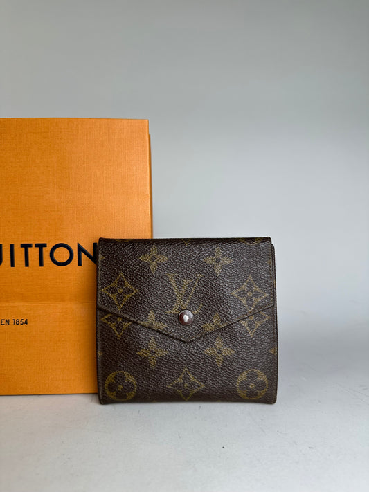Vintage Louis Vuitton Monogram Canvas Bifold Wallet Brown Gold
