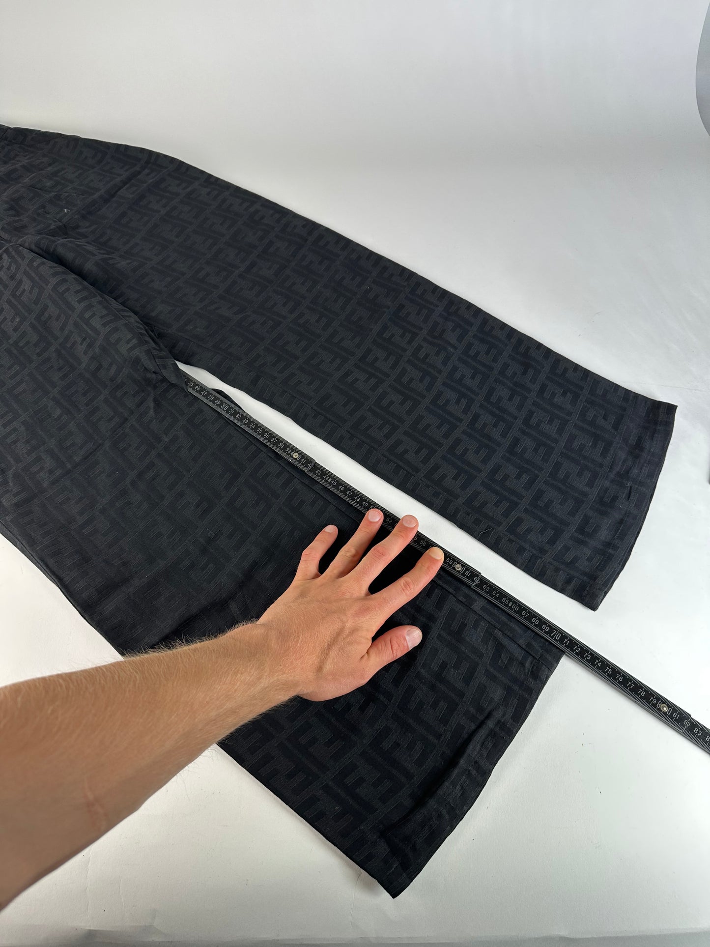 Vintage Fendi FF Monogram Cotton Trousers Black