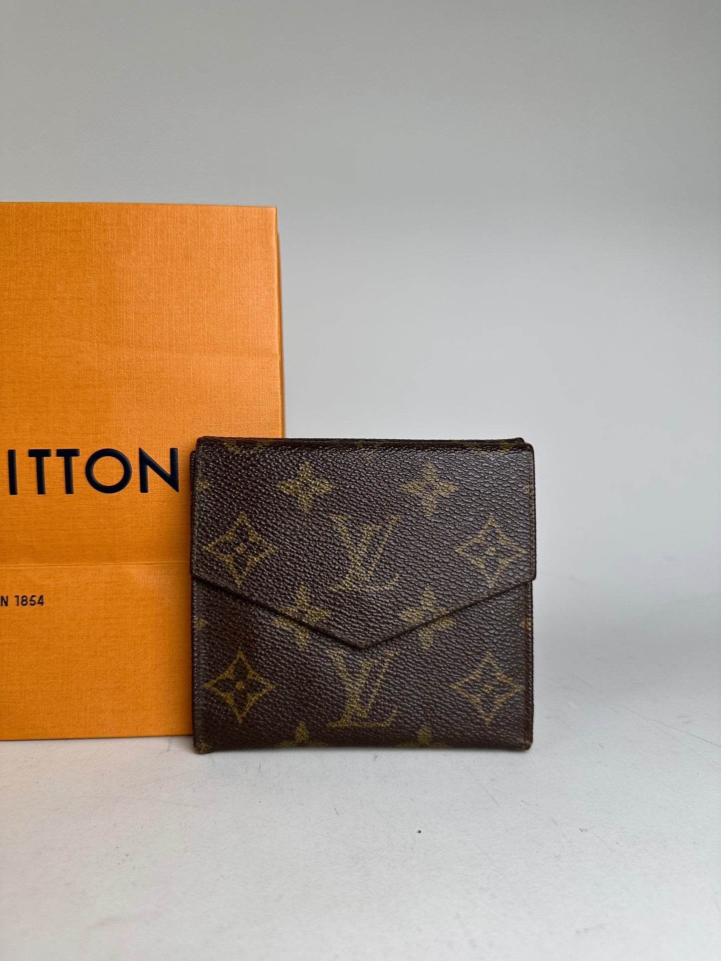 Vintage Louis Vuitton Monogram Canvas Bifold Wallet Brown Gold