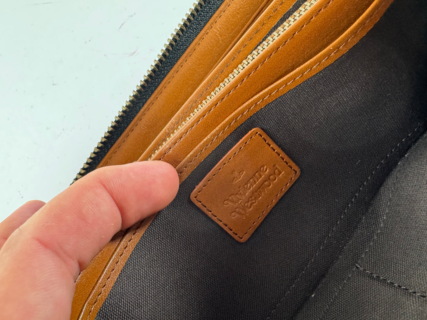 Vintage Vivienne Westwood monogram leather zippy wallet black