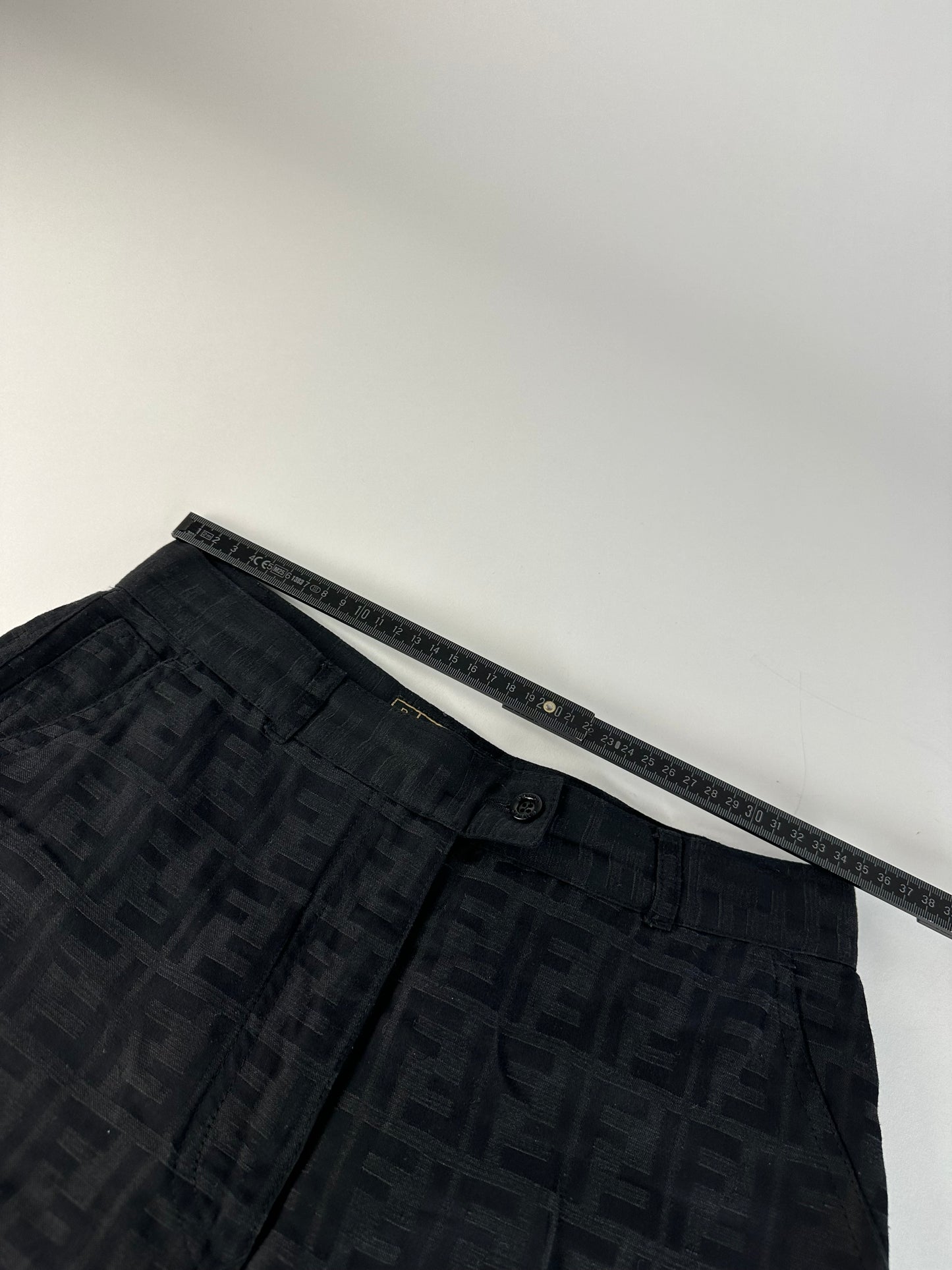 Vintage Fendi FF Monogram Cotton Trousers Black