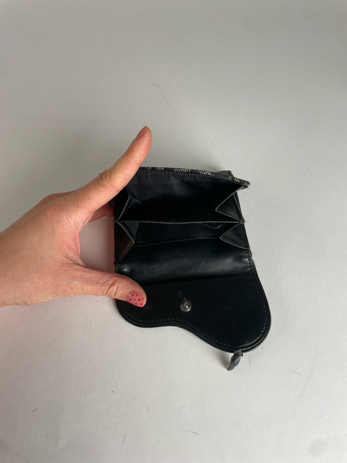 Vintage Dior Oblique Monogram Saddle Wallet Grey Black