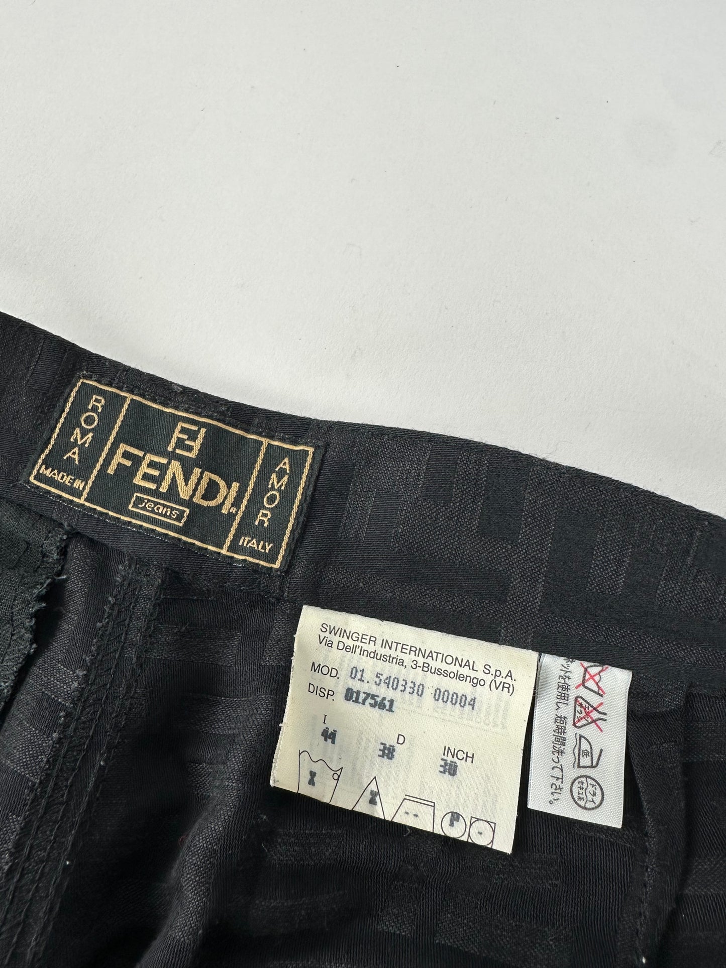Vintage Fendi FF Monogram Cotton Trousers Black