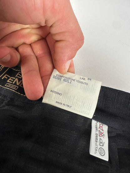 Vintage Fendi FF Monogram Cotton Trousers Black