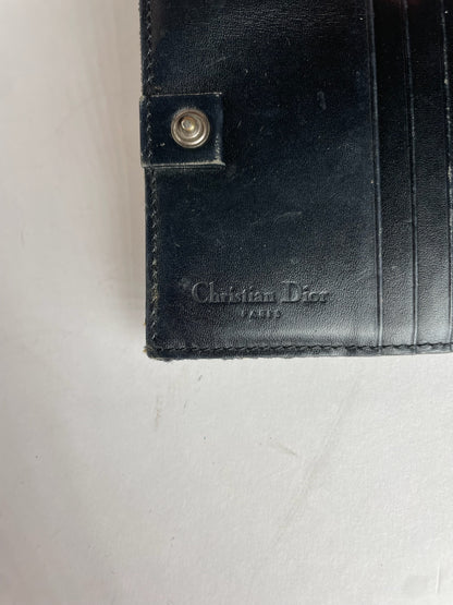 Vintage Dior Oblique Monogram Saddle Wallet Grey Black