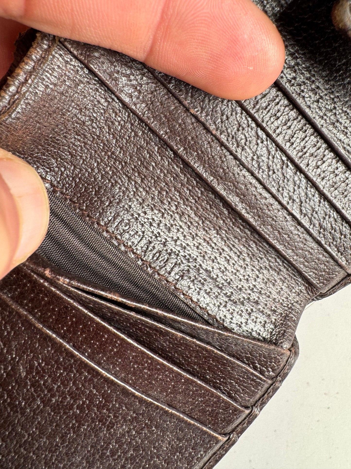 Vintage Gucci Monogram Leather Wallet Beige Brown