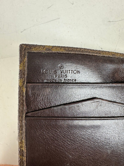 Vintage Louis Vuitton Monogram Canvas Bifold Wallet Brown Gold