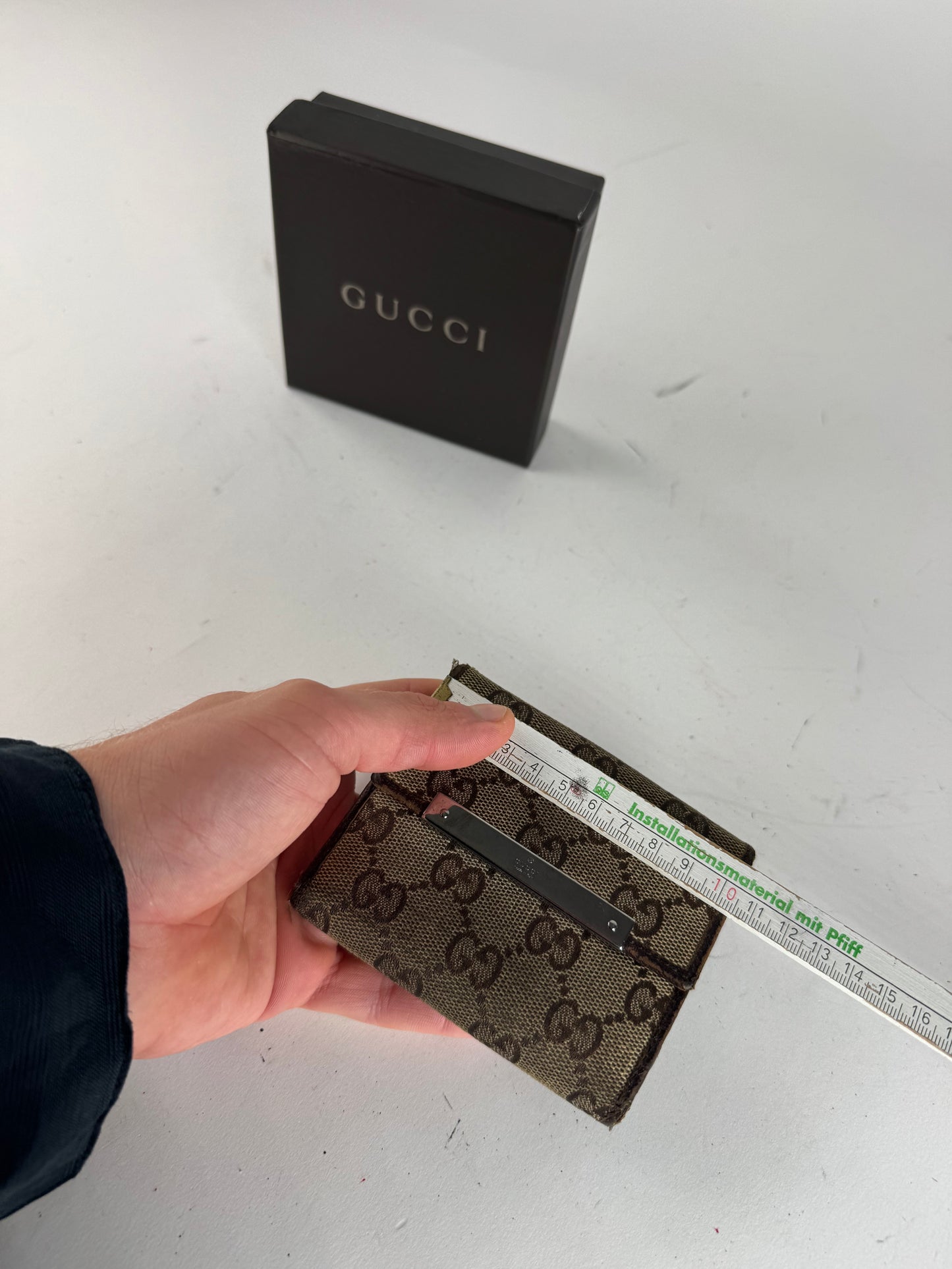 Vintage Gucci Monogram Leather Wallet Beige Brown