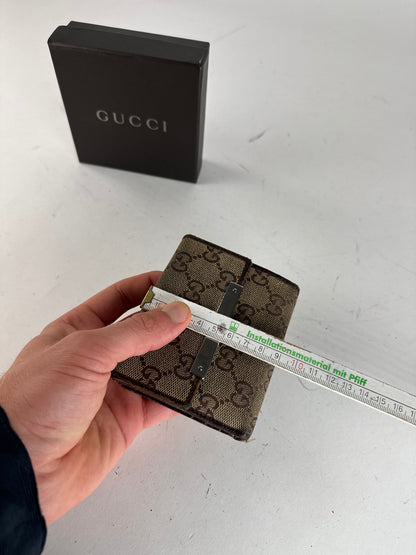 Vintage Gucci Monogram Leather Wallet Beige Brown