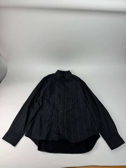 Vintage Kansai Yamamoto Striped Mens Shirt Black M