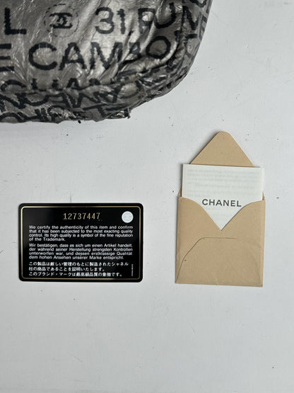 Vintage Chanel Momogram Shoulder Bag Silver Black