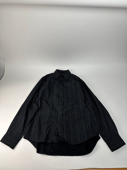 Vintage Kansai Yamamoto Striped Mens Shirt Black M