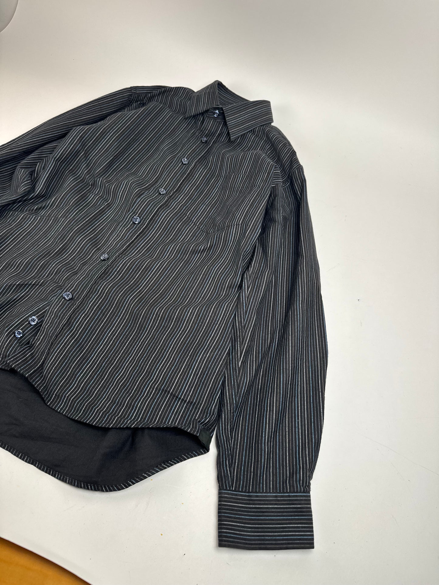 Vintage Kansai Yamamoto Striped Mens Shirt Black M