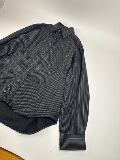 Vintage Kansai Yamamoto Striped Mens Shirt Black M