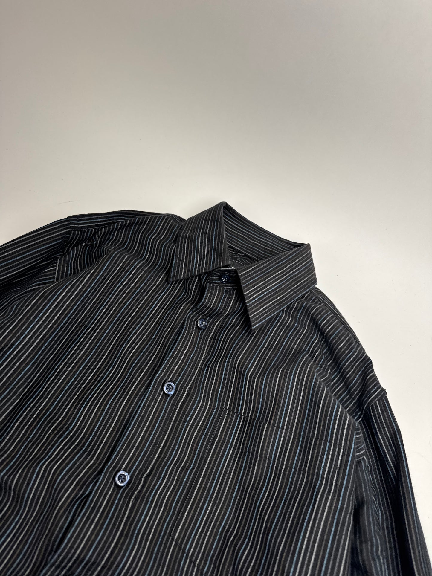 Vintage Kansai Yamamoto Striped Mens Shirt Black M