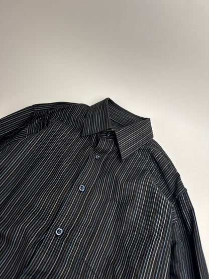 Vintage Kansai Yamamoto Striped Mens Shirt Black M