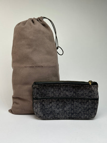 Vintage Bottega Veneta Butterfly Velvet Pouch Late 1980s Grey Black
