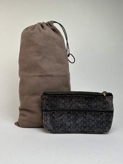 Vintage Bottega Veneta Butterfly Velvet Pouch Late 1980s Grey Black
