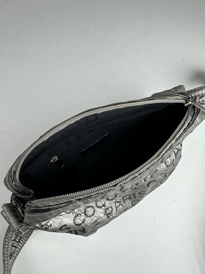 Vintage Chanel Momogram Shoulder Bag Silver Black
