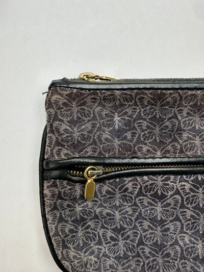 Vintage Bottega Veneta Butterfly Velvet Pouch Late 1980s Grey Black