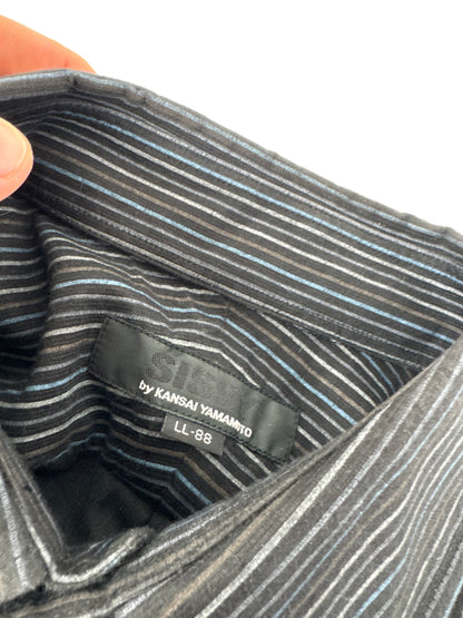 Vintage Kansai Yamamoto Striped Mens Shirt Black M