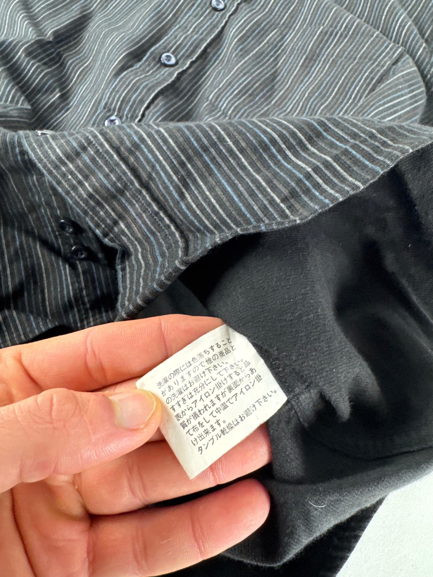 Vintage Kansai Yamamoto Striped Mens Shirt Black M