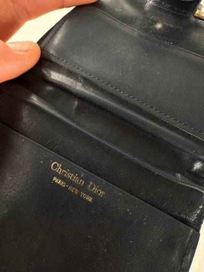 Vintage Dior Oblique Monogram Wallet Navy Beige