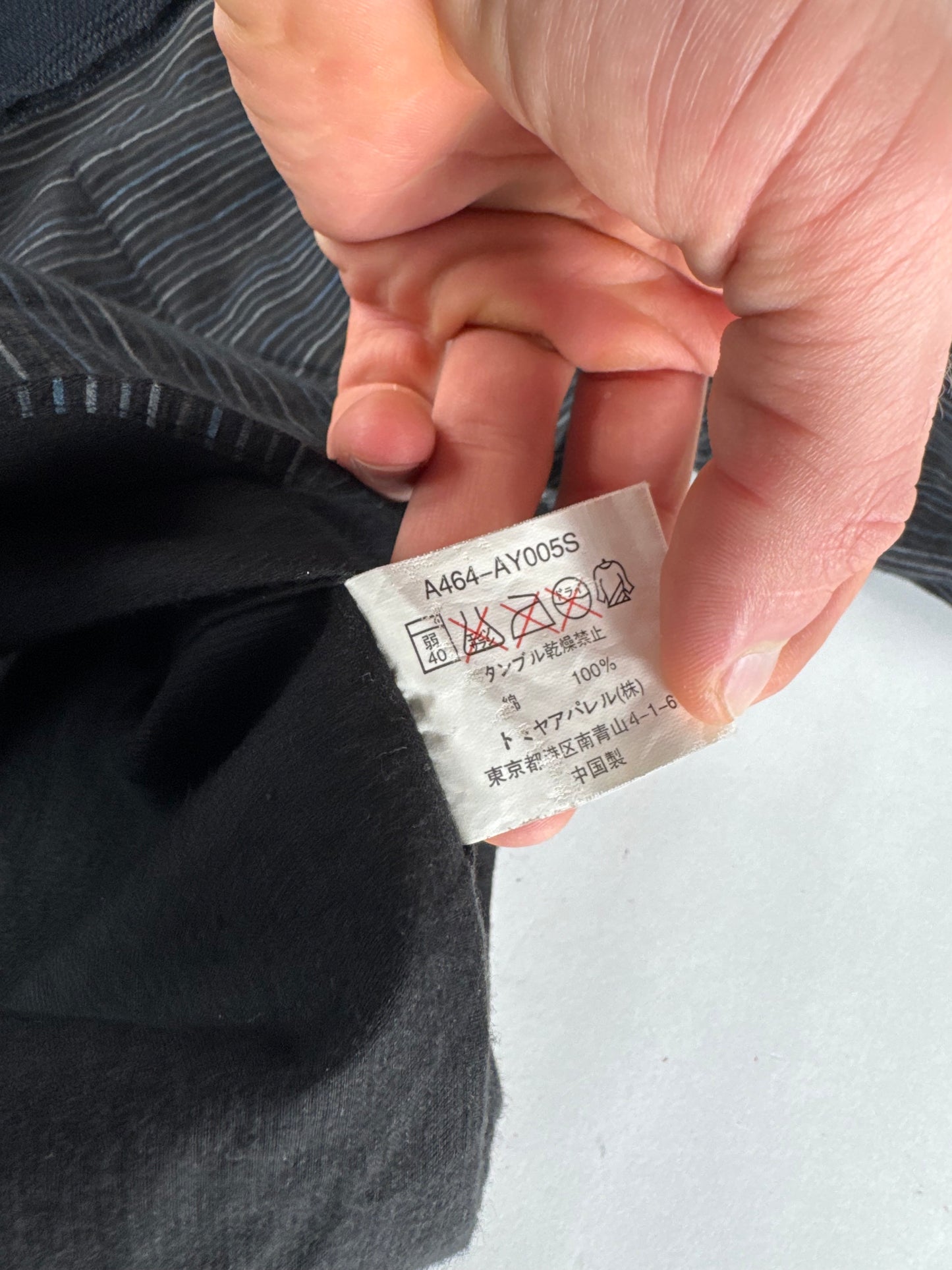 Vintage Kansai Yamamoto Striped Mens Shirt Black M