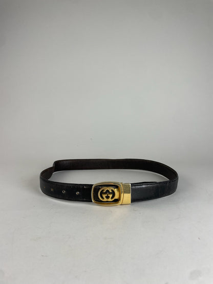 Vintage Gucci GG Leather Belt Brown