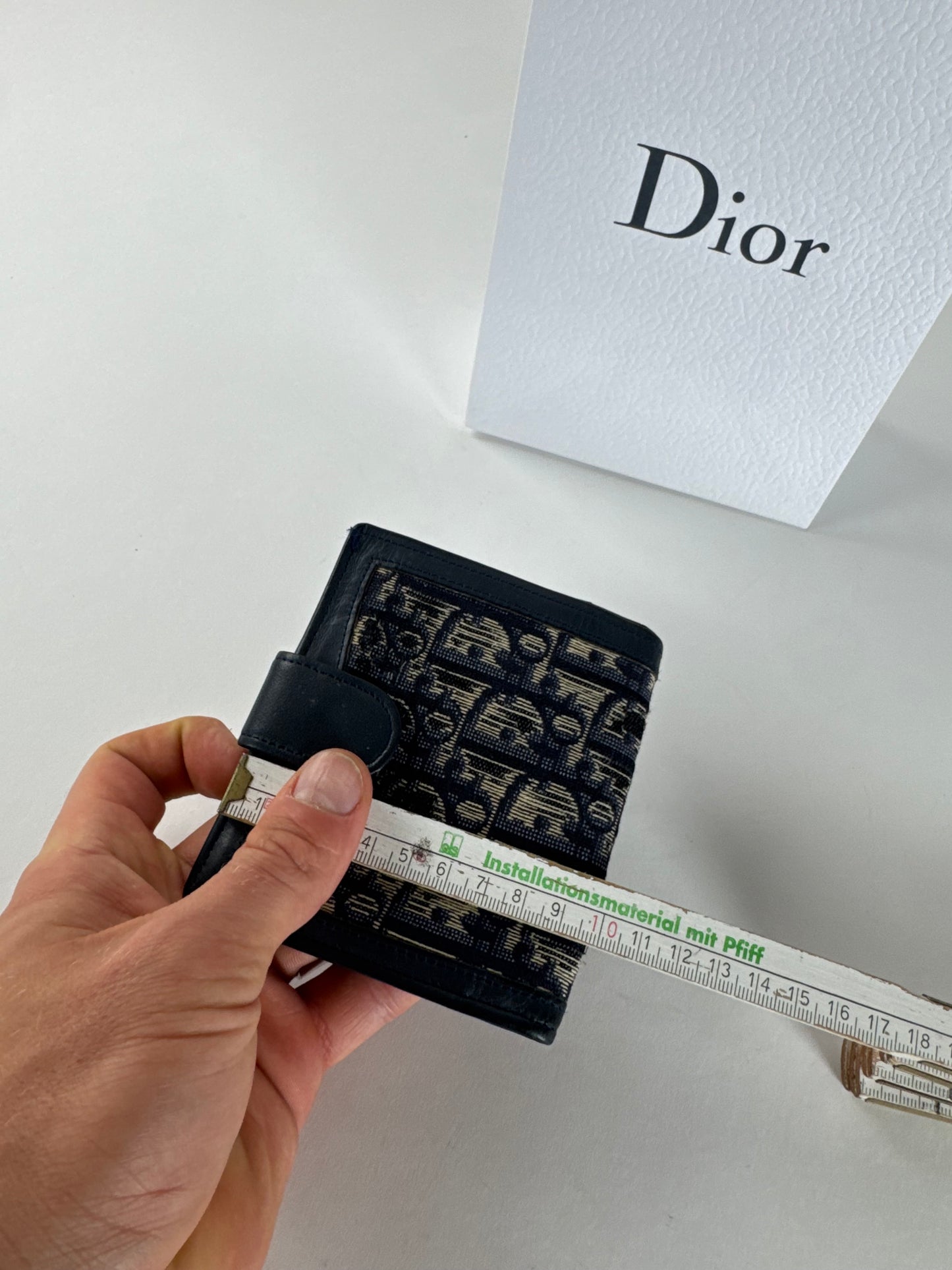 Vintage Dior Oblique Monogram Wallet Navy Beige
