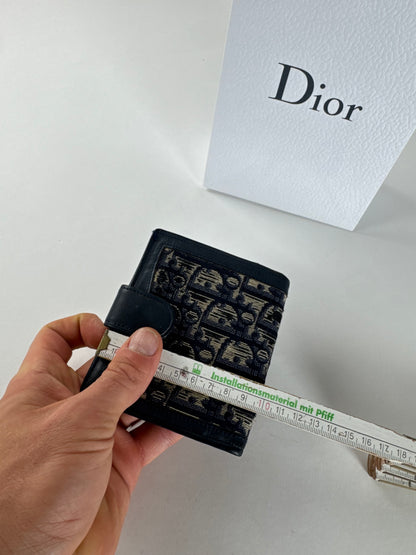 Vintage Dior Oblique Monogram Wallet Navy Beige