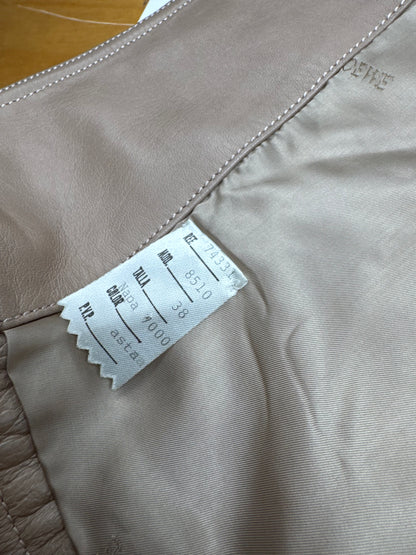 Vintage Loewe Madrid Leather Fur Coat 38/M Beige Brown