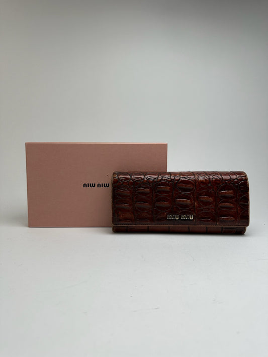 Vintage miu miu crocodile leather wallet brown